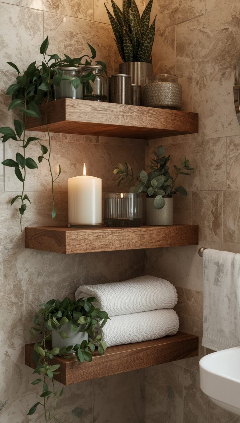 Handcrafted Bathroom Shelves